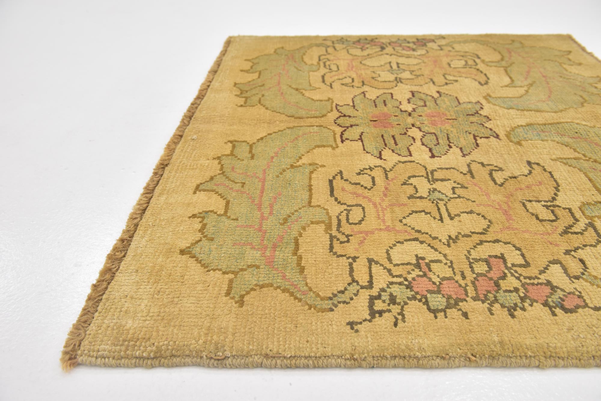 3' 6 x 4' Hand Knotted Oushak Wool Square Rug