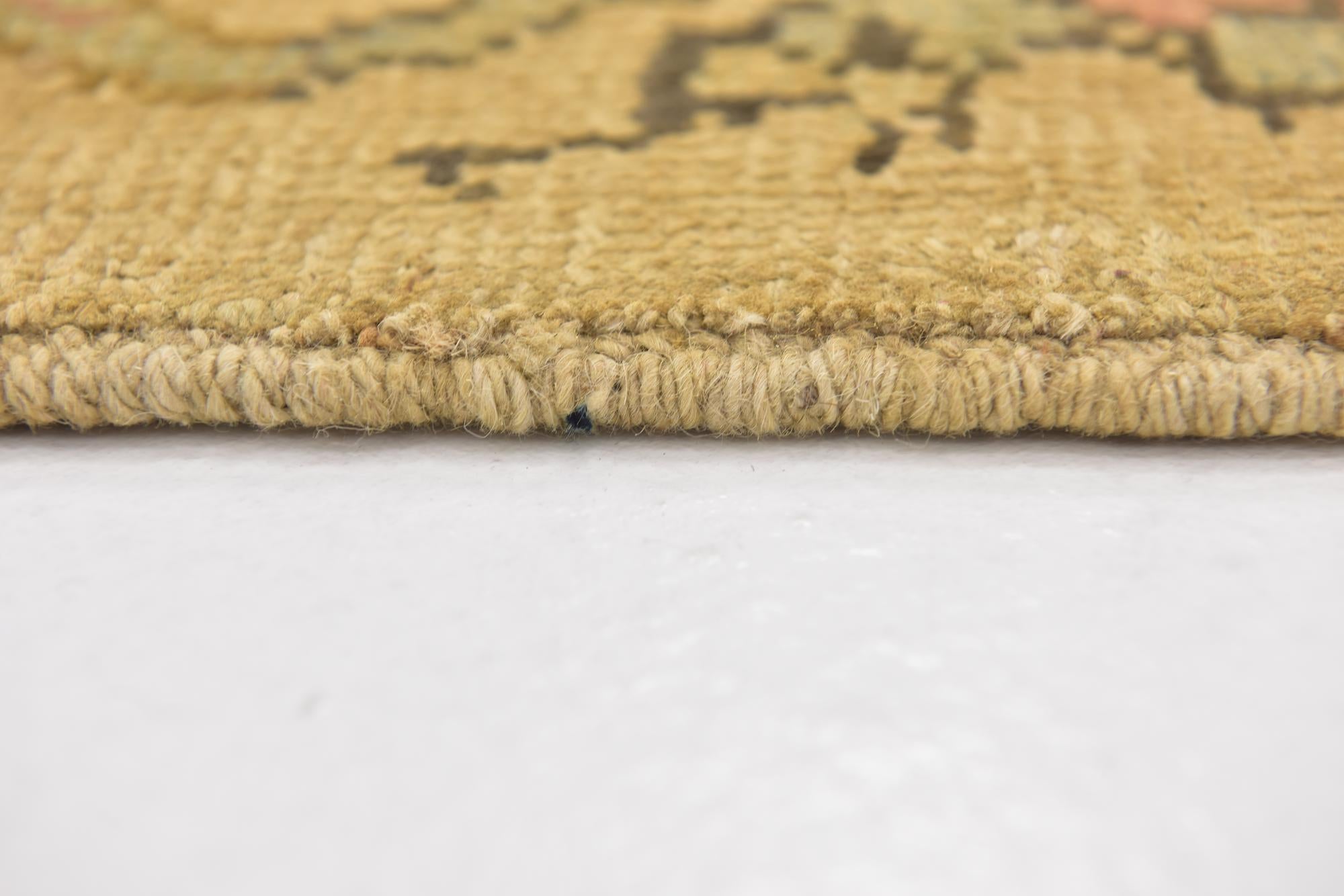 3' 6 x 4' Hand Knotted Oushak Wool Square Rug