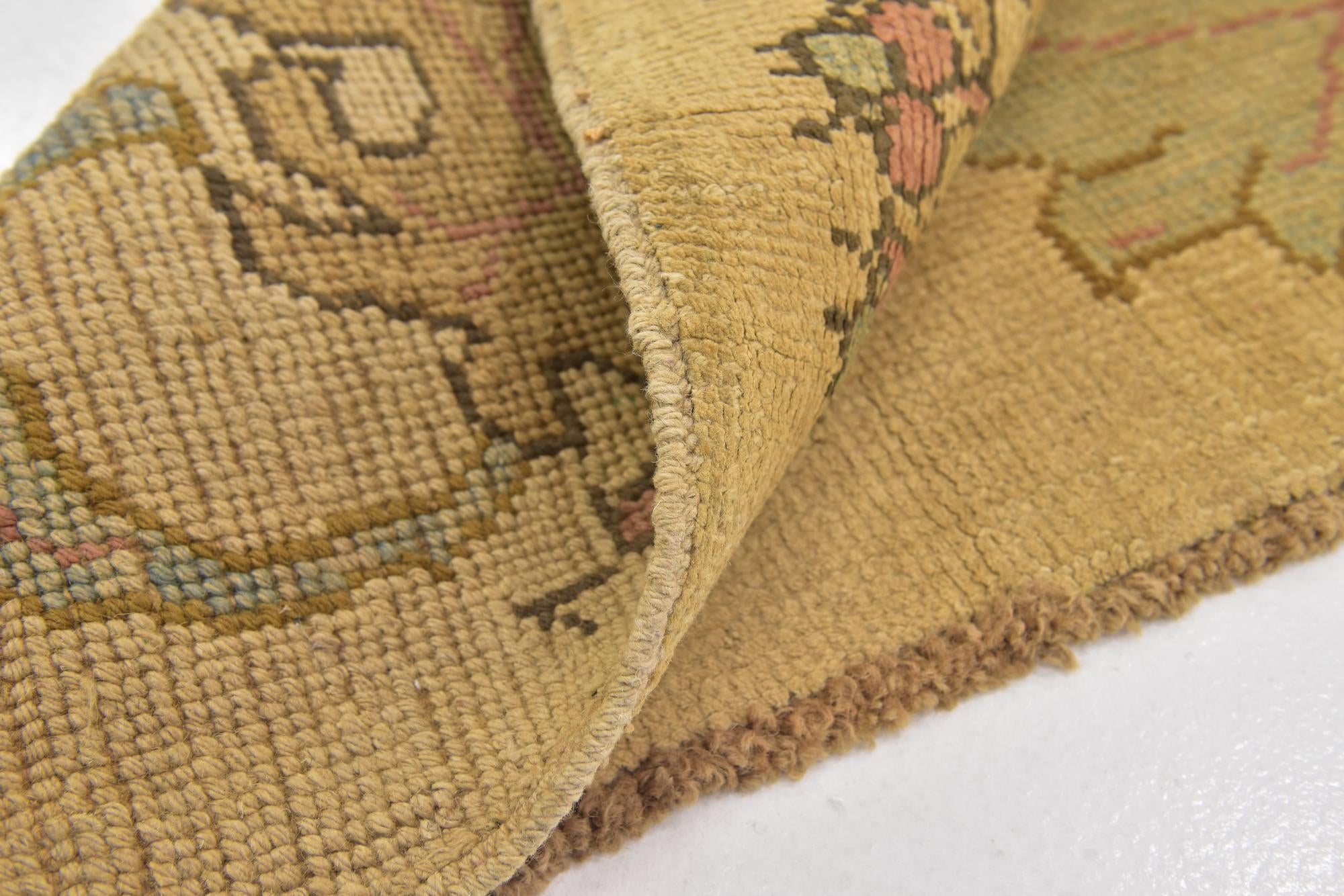 3' 6 x 4' Hand Knotted Oushak Wool Square Rug