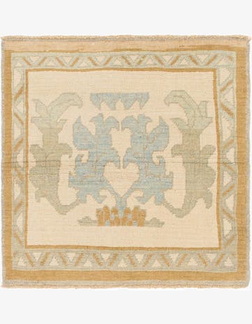3' 8 x 3' 10 Hand Knotted Oushak Wool Square Rug