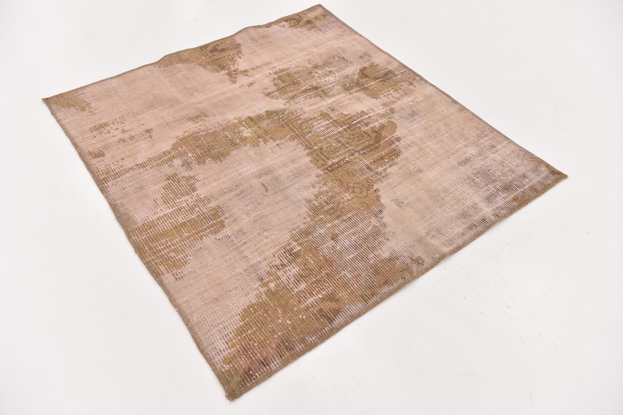 3' 10 x 4' 3 Hand Knotted Ultra Vintage Persian Wool Square Rug