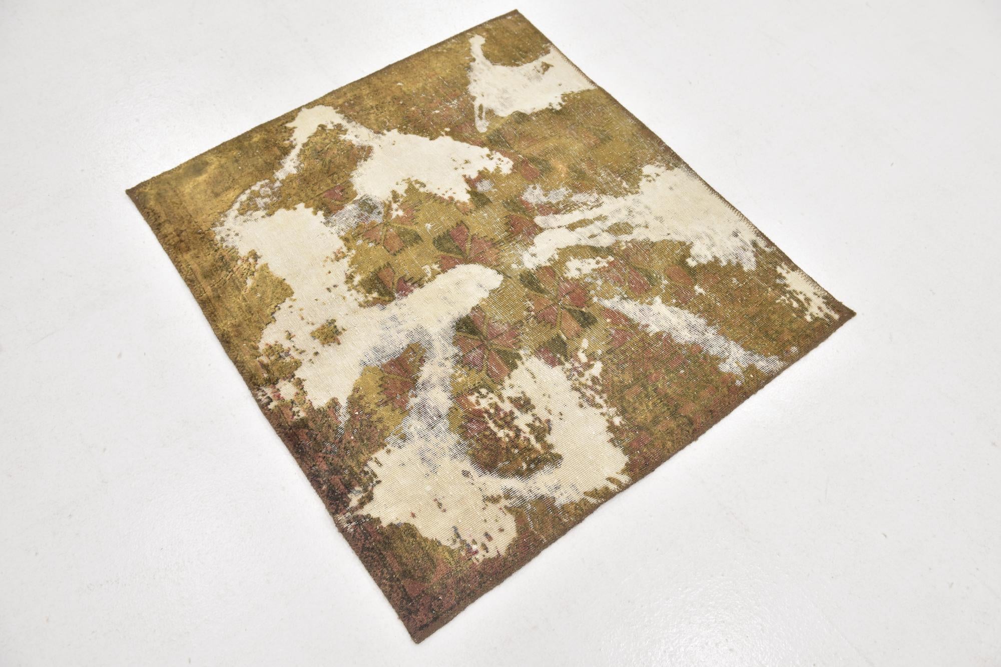 3' 2 x 3' 5 Hand Knotted Ultra Vintage Persian Wool Square Rug
