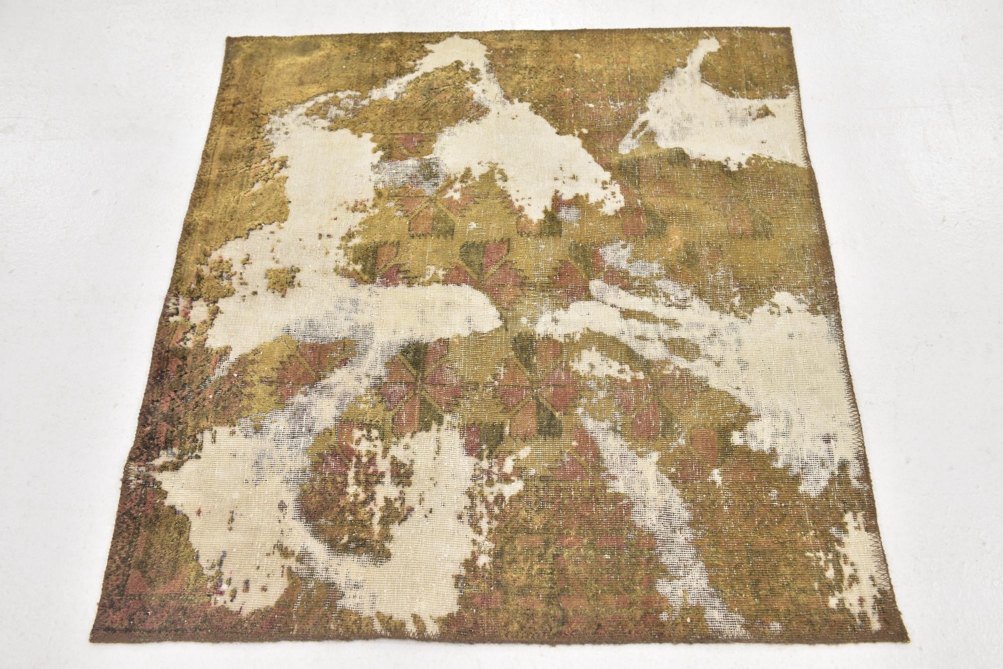 3' 2 x 3' 5 Hand Knotted Ultra Vintage Persian Wool Square Rug
