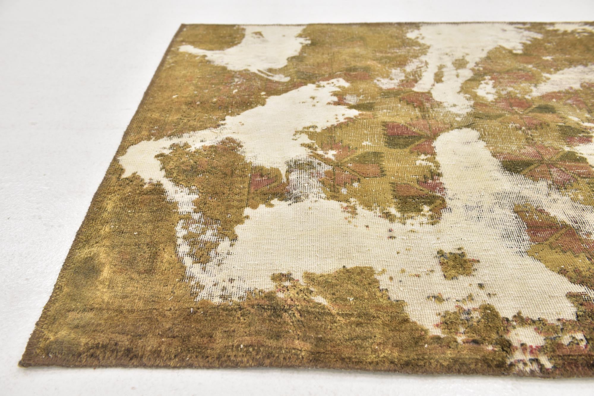 3' 2 x 3' 5 Hand Knotted Ultra Vintage Persian Wool Square Rug