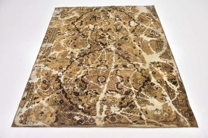 4' 9 x 5' 9 Hand Knotted Ultra Vintage Persian Wool Square Rug