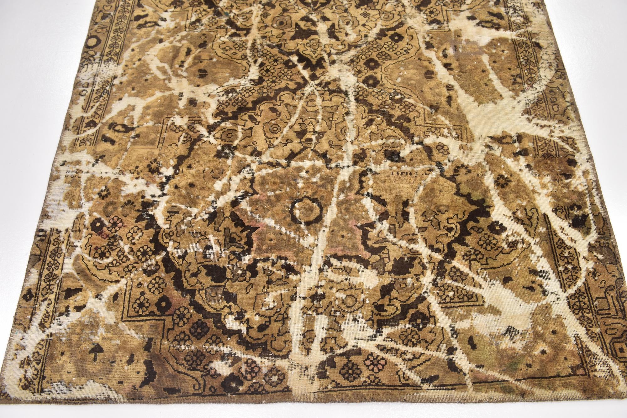 4' 9 x 5' 9 Hand Knotted Ultra Vintage Persian Wool Square Rug