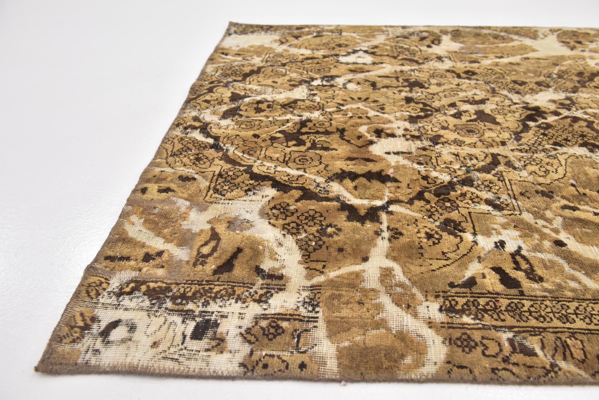 4' 9 x 5' 9 Hand Knotted Ultra Vintage Persian Wool Square Rug
