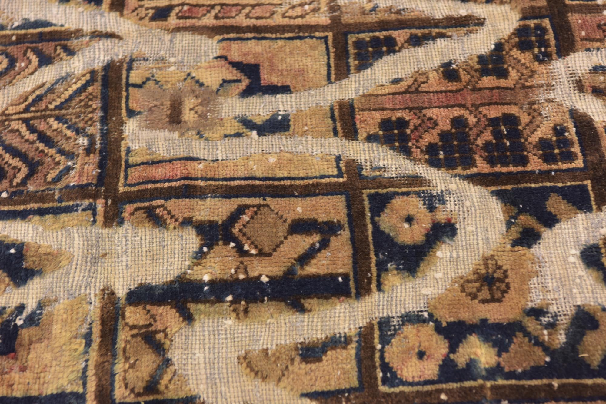4' 3 x 4' 8 Hand Knotted Ultra Vintage Persian Wool Square Rug