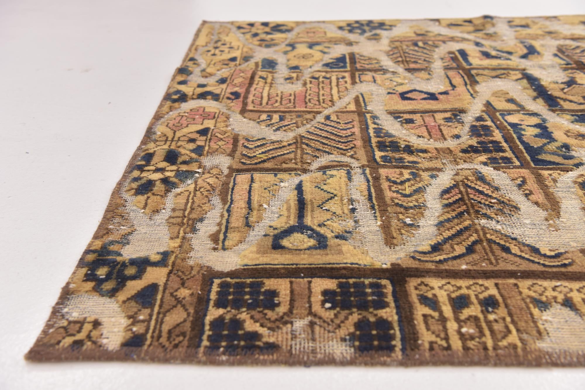 4' 3 x 4' 8 Hand Knotted Ultra Vintage Persian Wool Square Rug