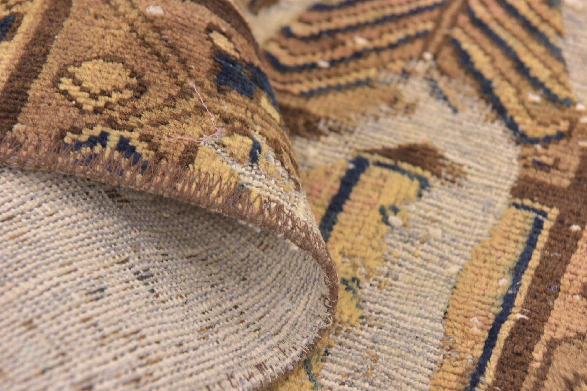 4' 3 x 4' 8 Hand Knotted Ultra Vintage Persian Wool Square Rug