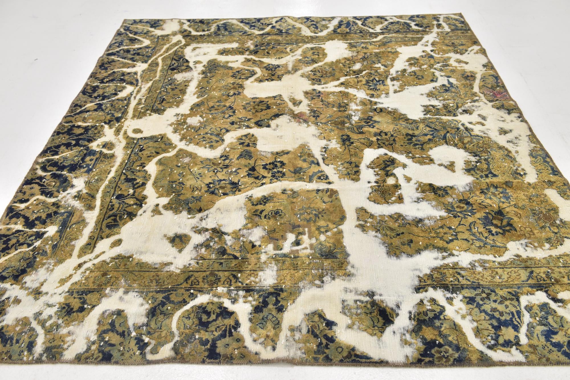 6' 6 x 7' 8 Hand Knotted Ultra Vintage Persian Wool Square Rug