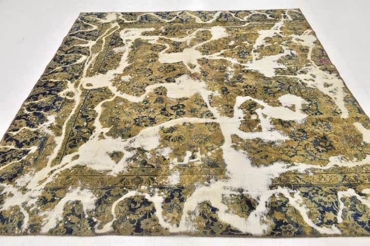 6' 6 x 7' 8 Hand Knotted Ultra Vintage Persian Wool Square Rug