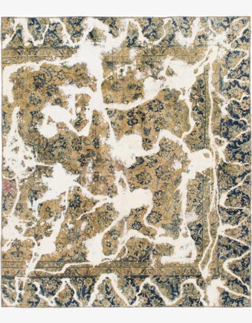 6' 6 x 7' 8 Hand Knotted Ultra Vintage Persian Wool Square Rug