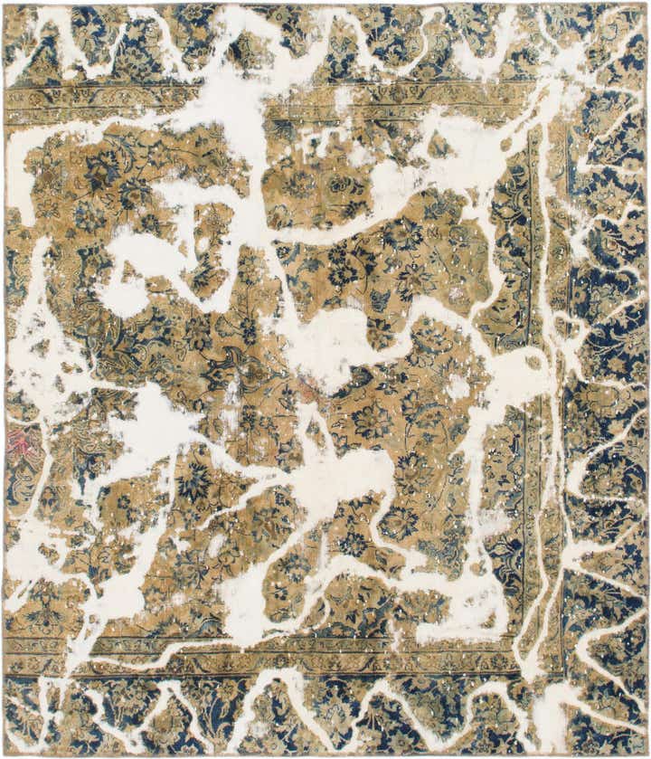 6' 6 x 7' 8 Hand Knotted Ultra Vintage Persian Wool Square Rug