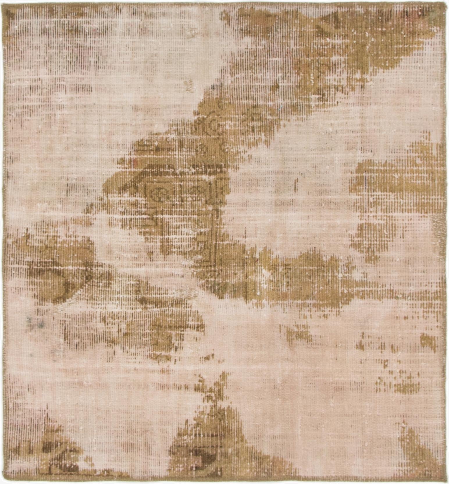 3' 10 x 4' 3  Hand Knotted Ultra Vintage Persian Wool Square Rug