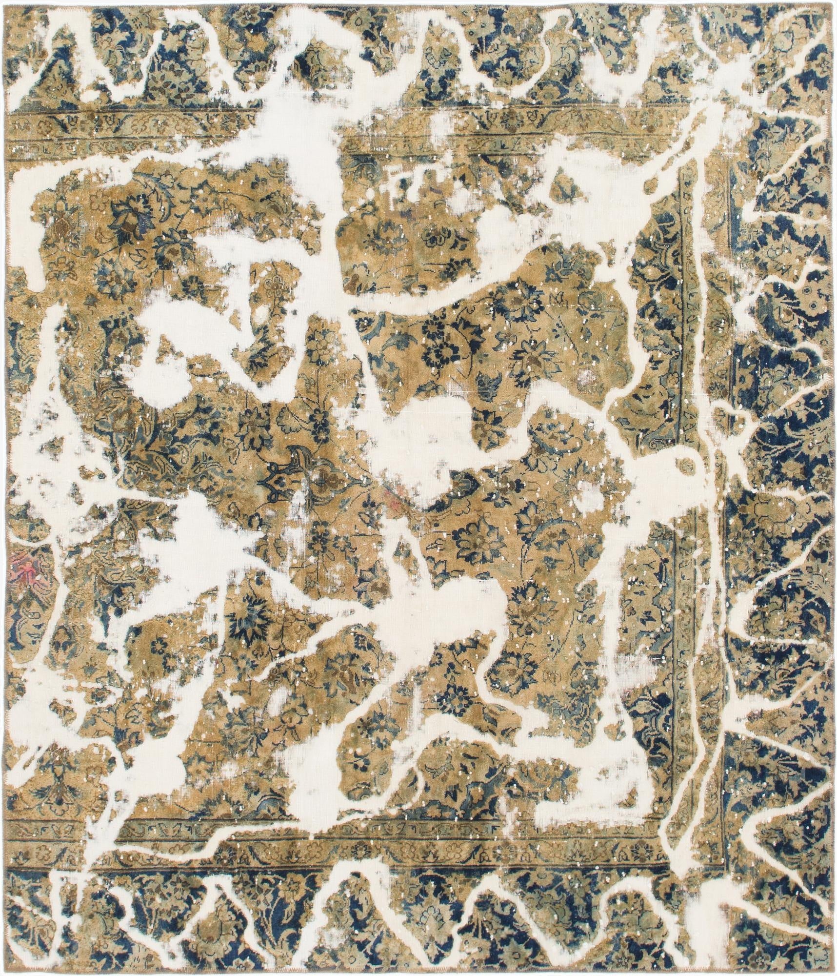 6' 6 x 7' 8  Hand Knotted Ultra Vintage Persian Wool Square Rug