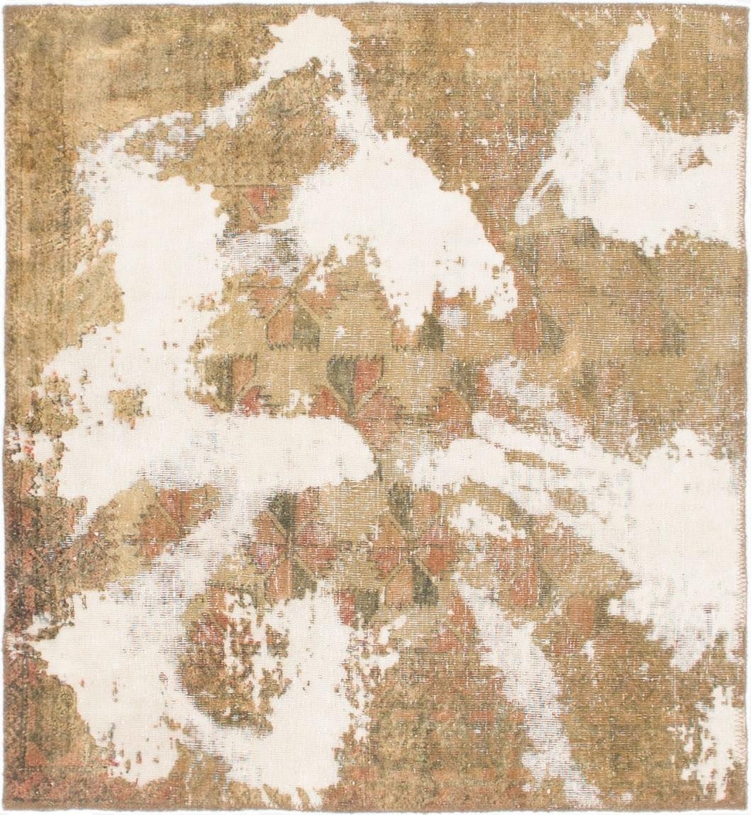 3' 2 x 3' 5  Hand Knotted Ultra Vintage Persian Wool Square Rug