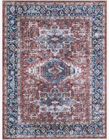 Tatlock · Distressed medallion rug, rust and blue