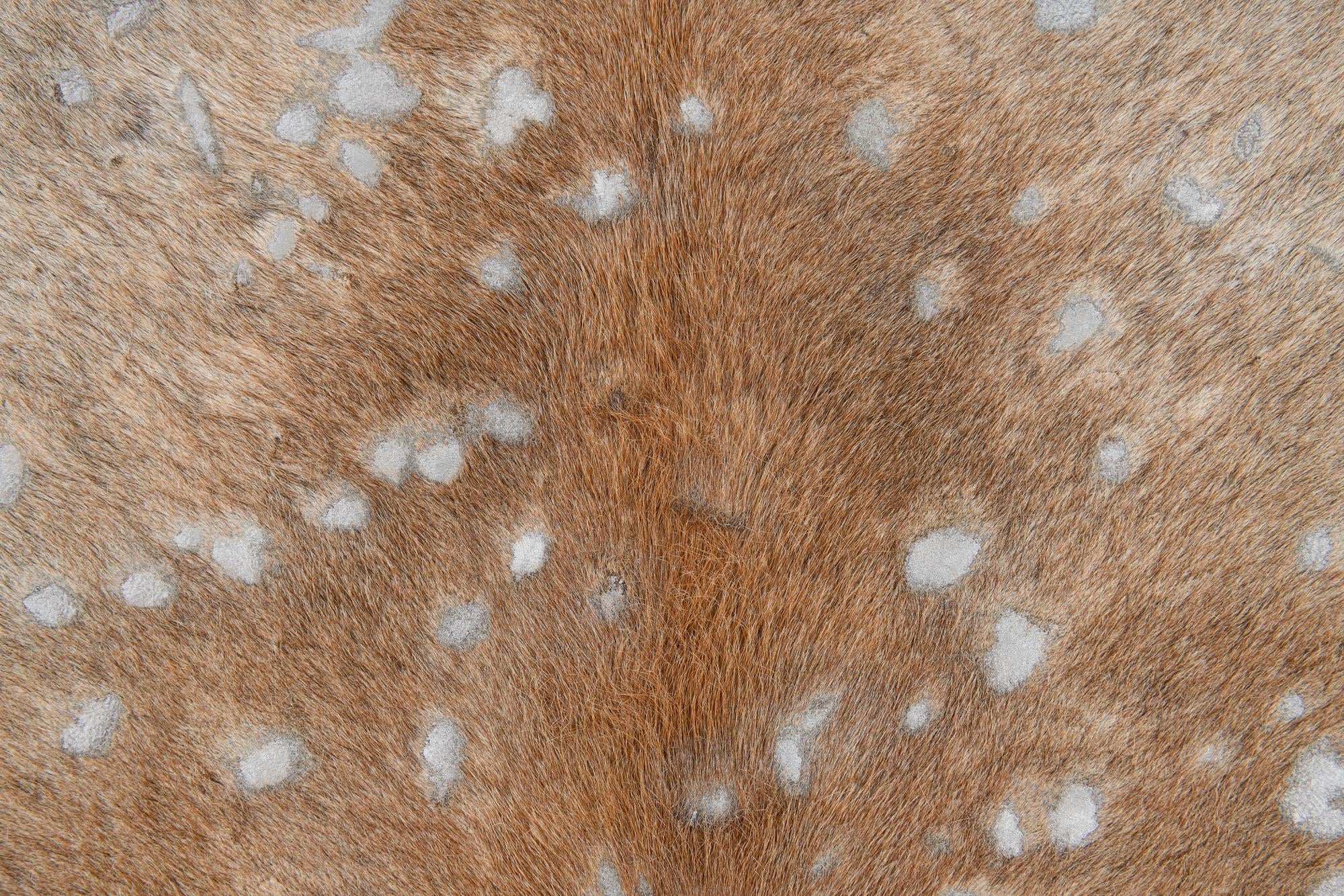 6' 6 x 7' Cowhide Leather Freeform Rug