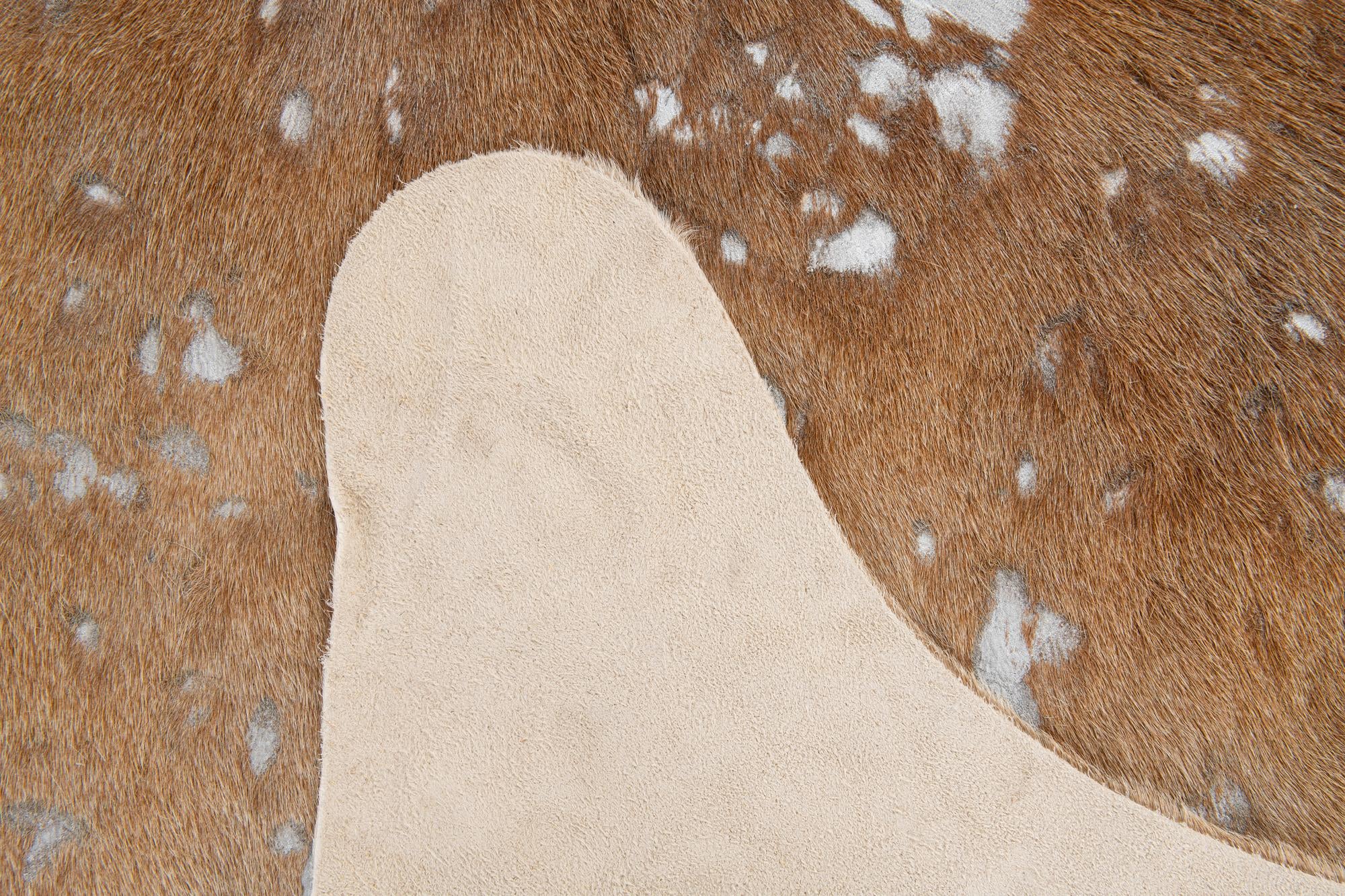 6' 6 x 7' Cowhide Leather Freeform Rug