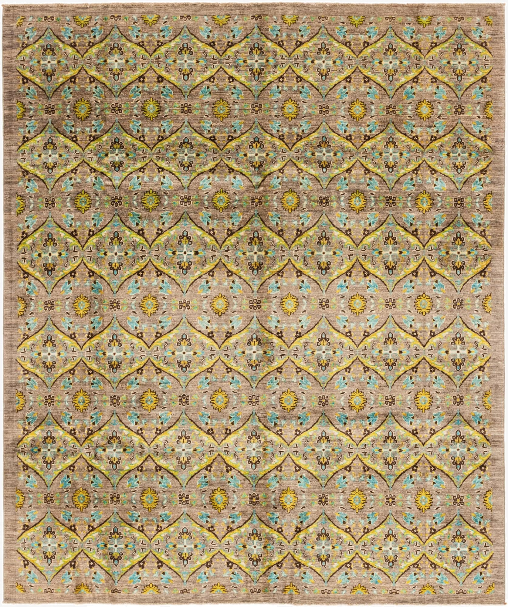 8' 3 x 9' 8  Hand Knotted Ikat Rug