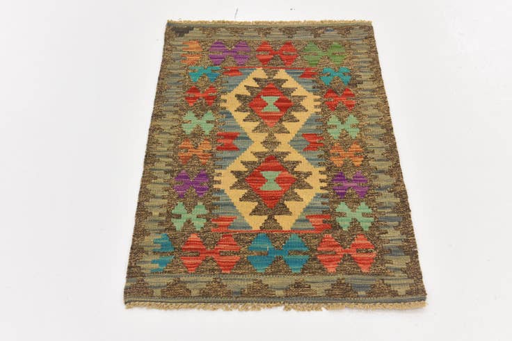 Detail image of 60cm x 90cm Hand Woven Kilim Maymana Wool Rug