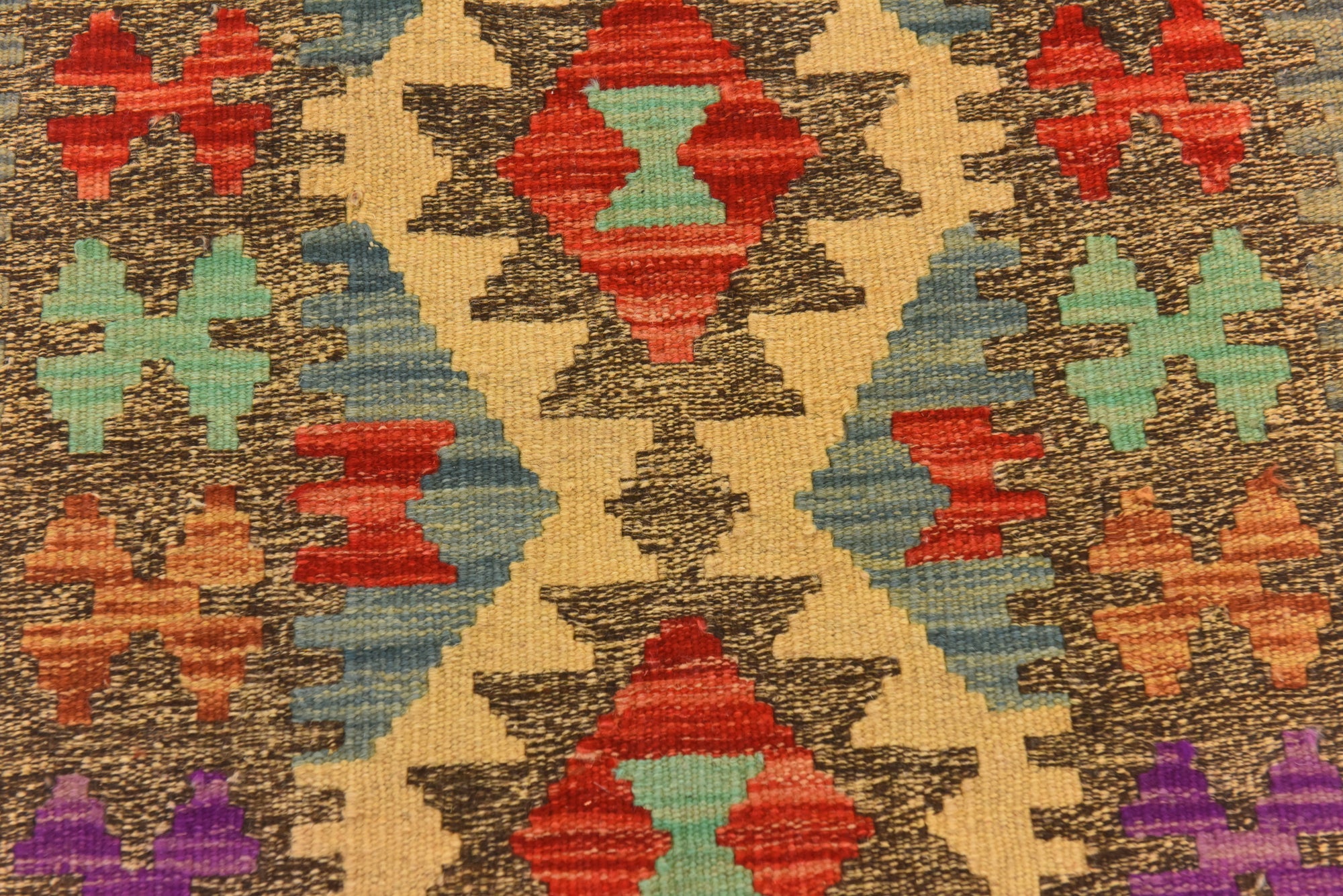 60cm x 90cm Hand Woven Kilim Maymana Wool Rug