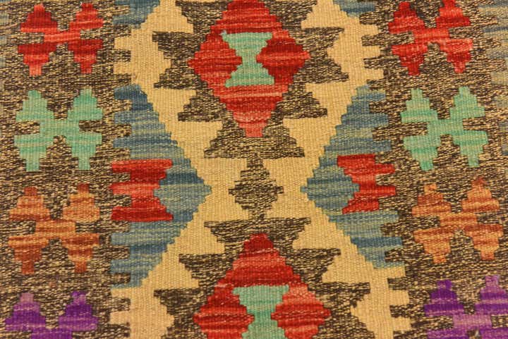 60cm x 90cm Hand Woven Kilim Maymana Wool Rug