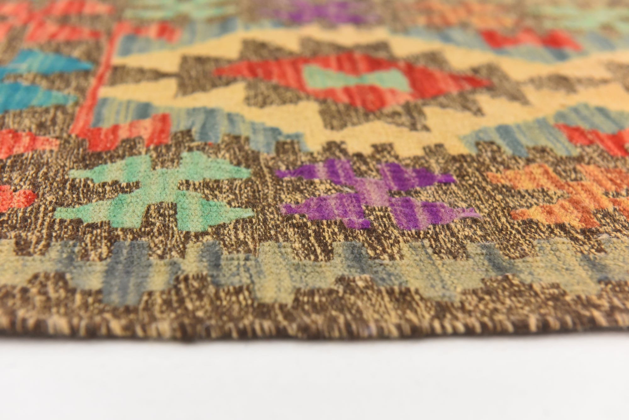 60cm x 90cm Hand Woven Kilim Maymana Wool Rug