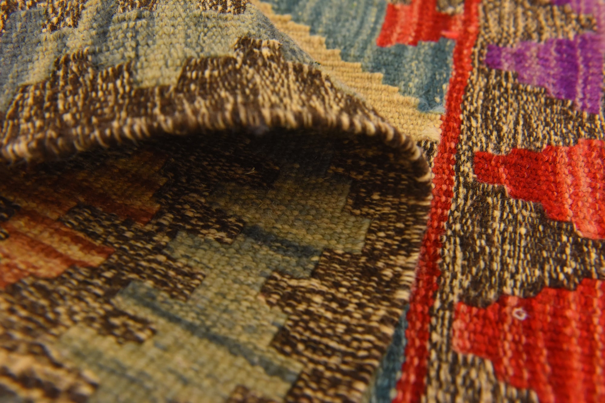 60cm x 90cm Hand Woven Kilim Maymana Wool Rug