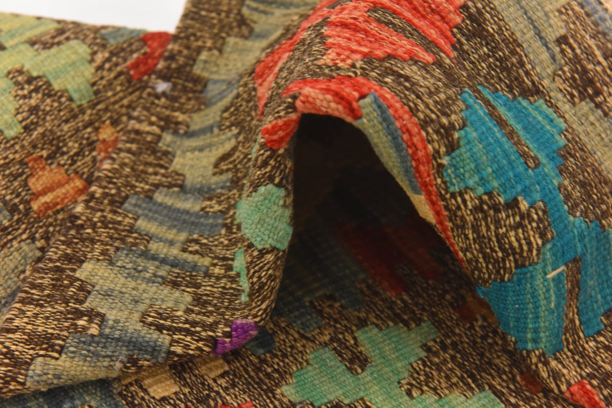 60cm x 90cm Hand Woven Kilim Maymana Wool Rug