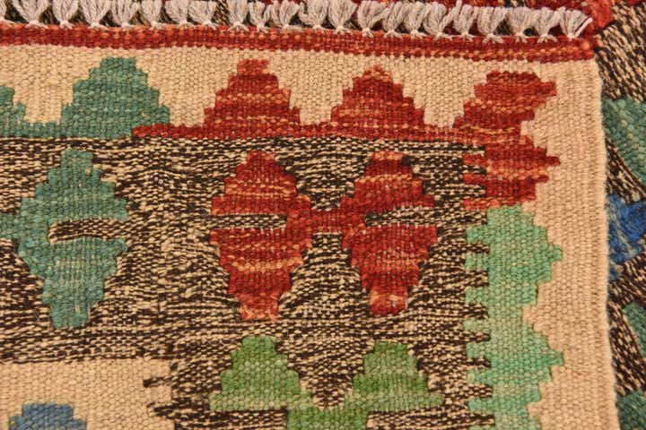 3' 9 x 6' Hand Woven Kilim Maymana Wool Rug