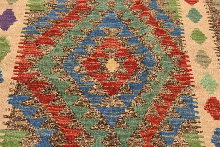 3' 9 x 6' Hand Woven Kilim Maymana Wool Rug