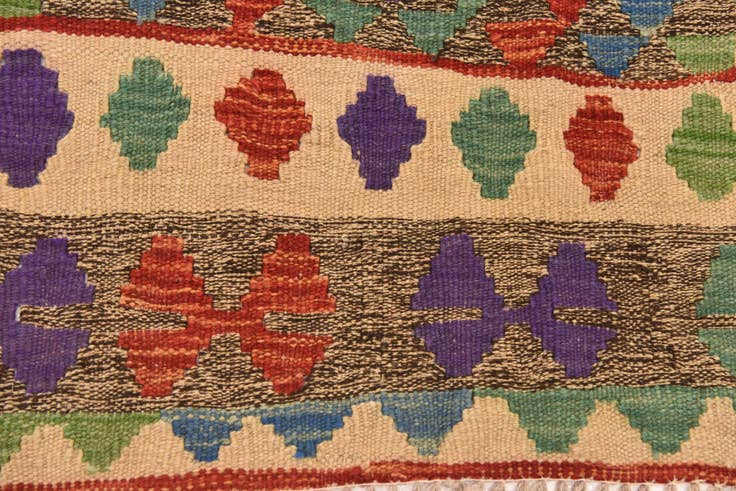 Detail image of 3' 9 x 6' Hand Woven Kilim Maymana Wool Rug