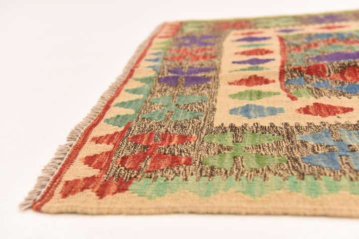 3' 9 x 6' Hand Woven Kilim Maymana Wool Rug