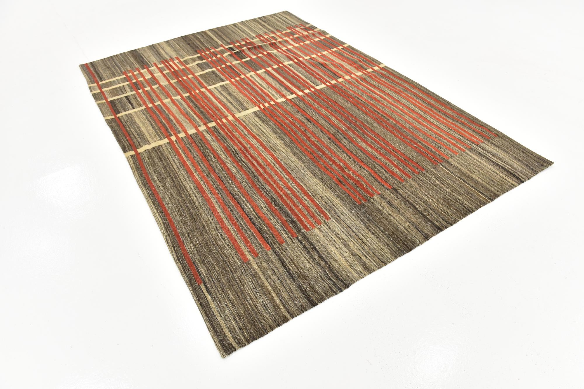 5' 9 x 8' Hand Woven Kilim Modern Wool Rug