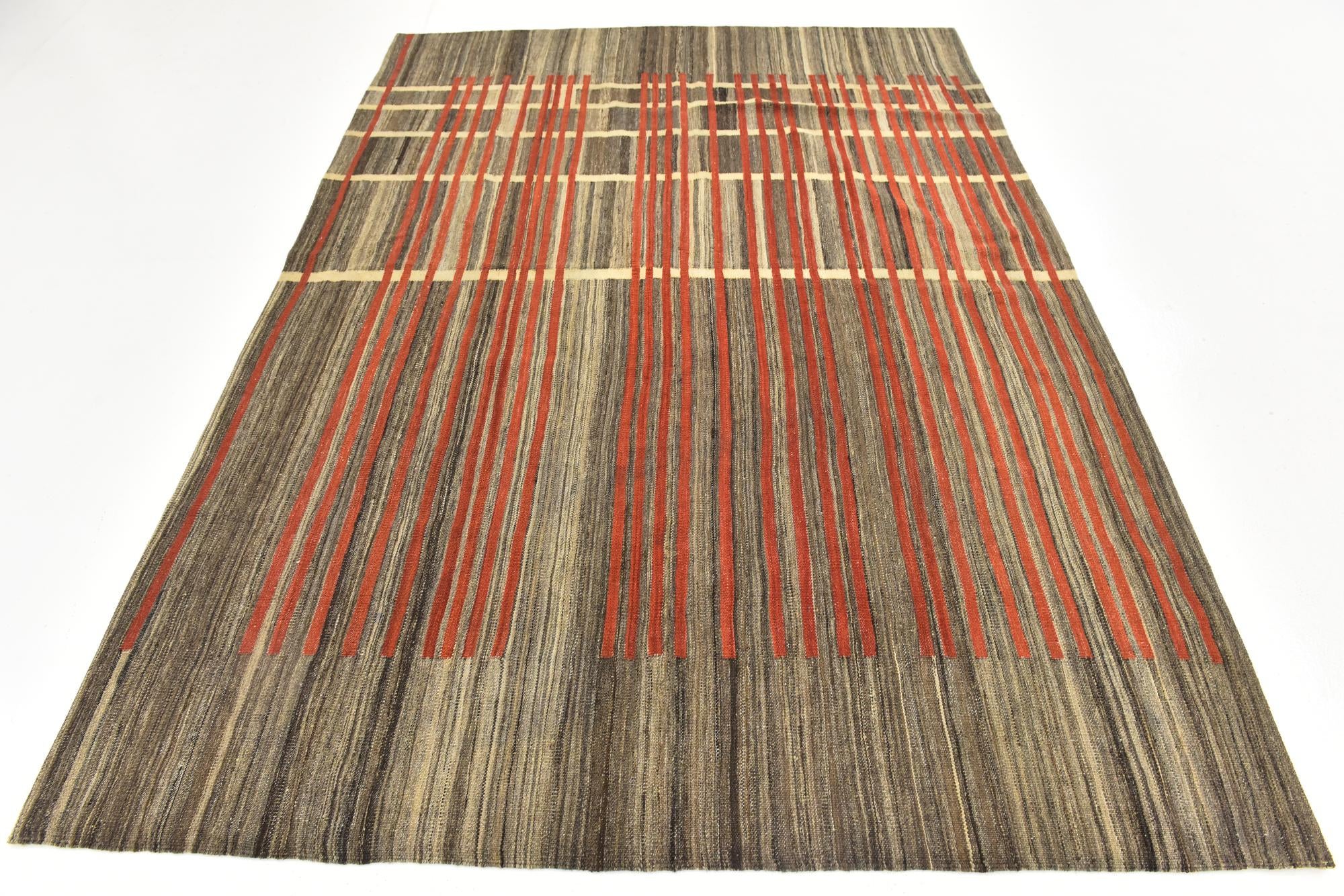 5' 9 x 8' Hand Woven Kilim Modern Wool Rug