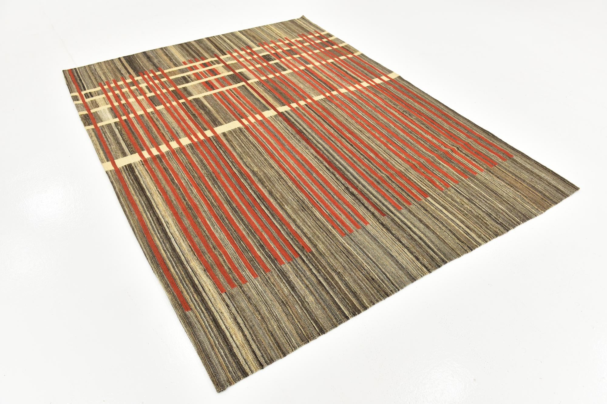 6' x 7' 10 Hand Woven Kilim Modern Wool Rug