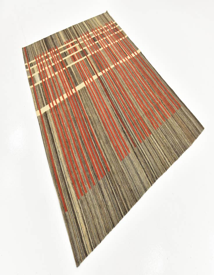 Detail image of 6' x 7' 10  Hand Woven Kilim Modern Wool Rug