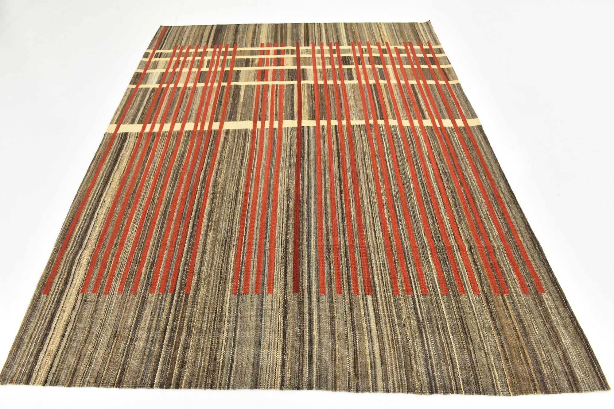 6' x 7' 10 Hand Woven Kilim Modern Wool Rug