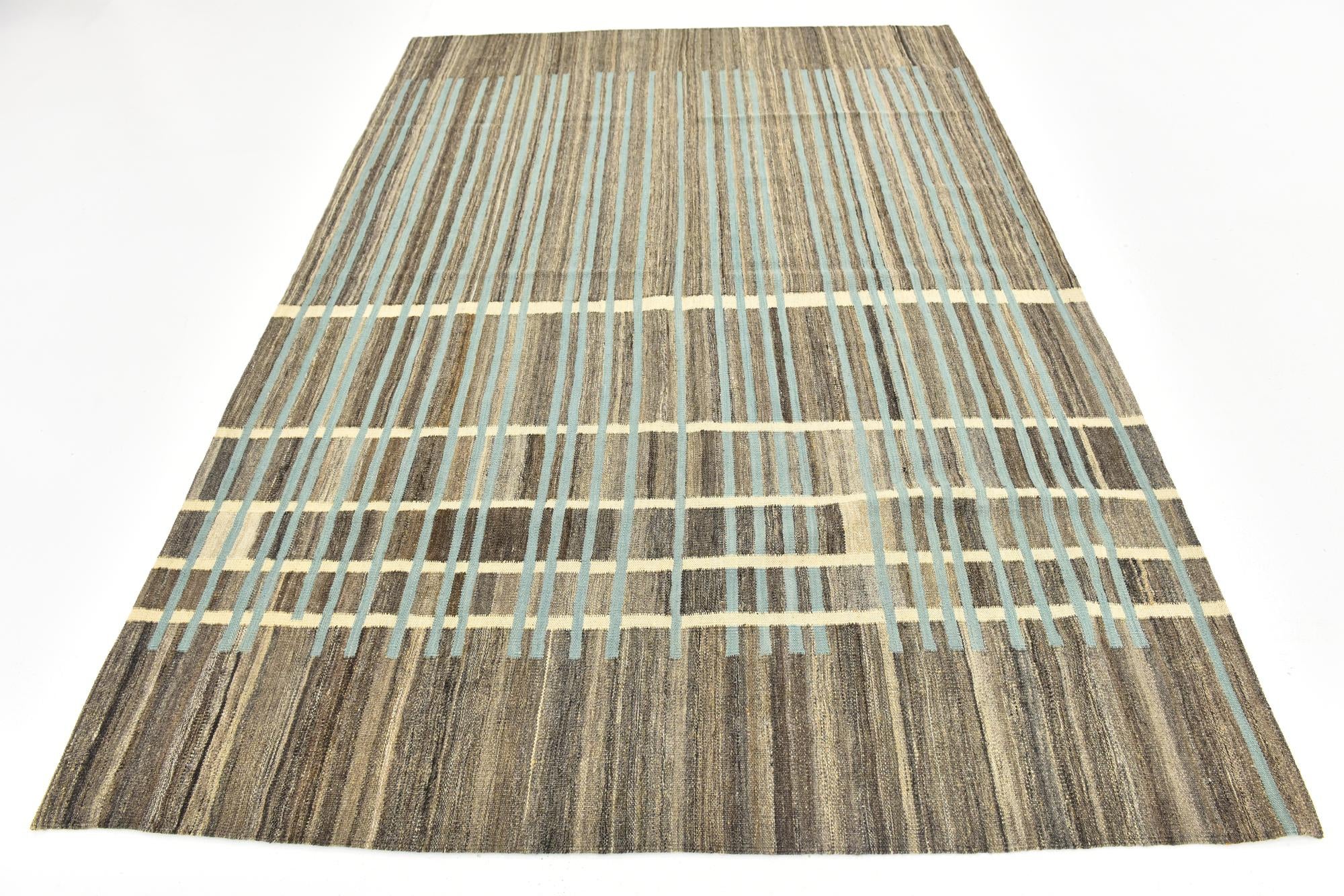 5' 9 x 8' 3 Hand Woven Kilim Modern Wool Rug