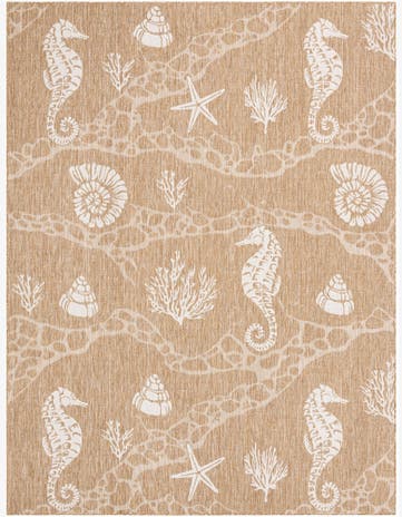 Taupe Easy-Clean Coastal Indoor / Outdoor Rug