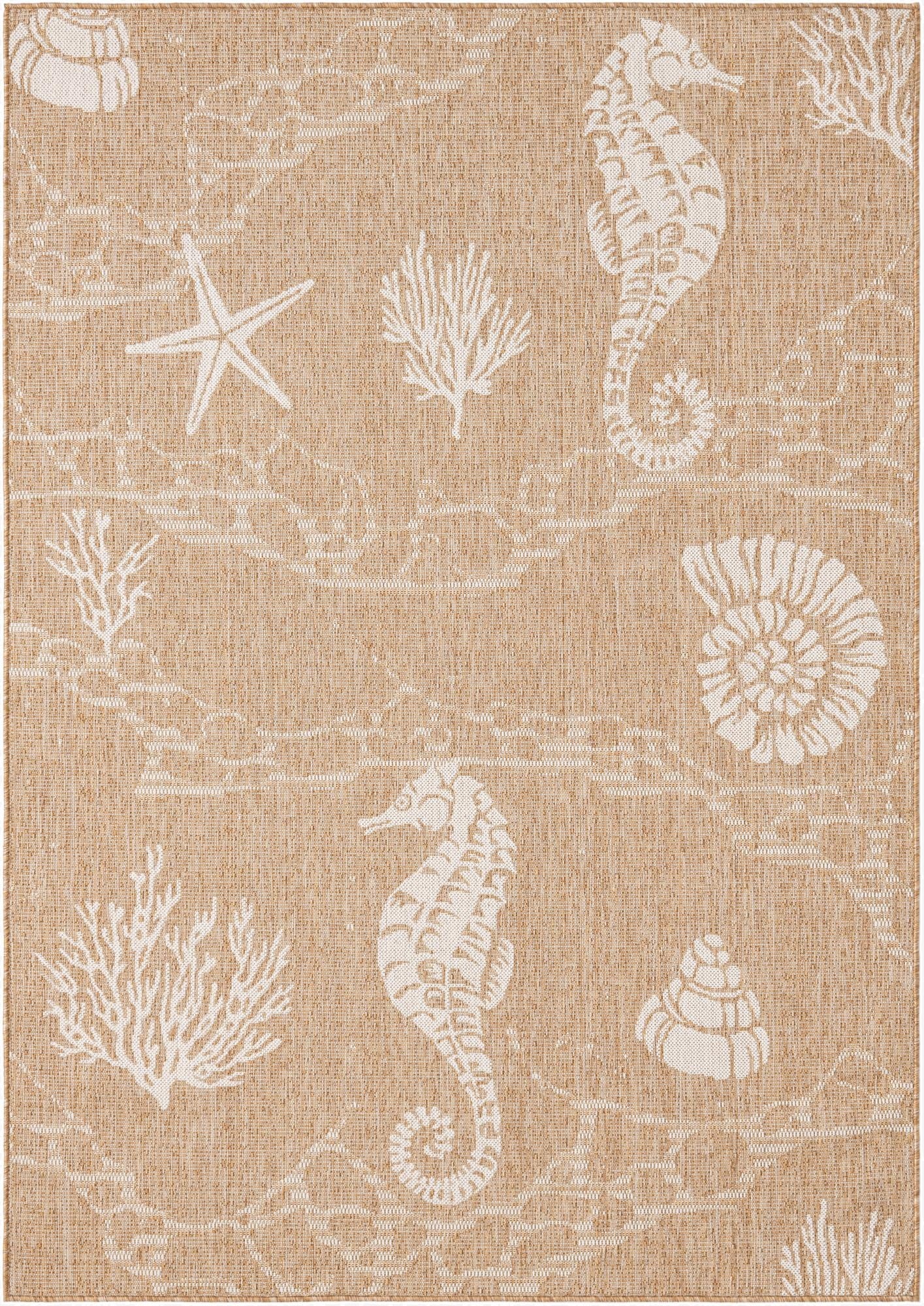 Primary image 5' 3 x 8'  Washable Coastal Indoor / Outdoor Rug