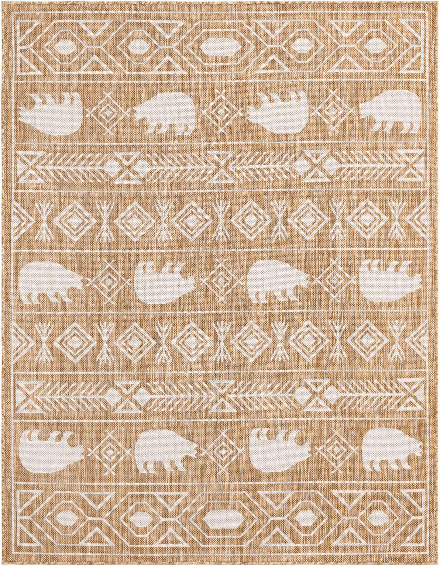 5' 3 x 7' Easy-Clean Southwestern Indoor / Outdoor Rug