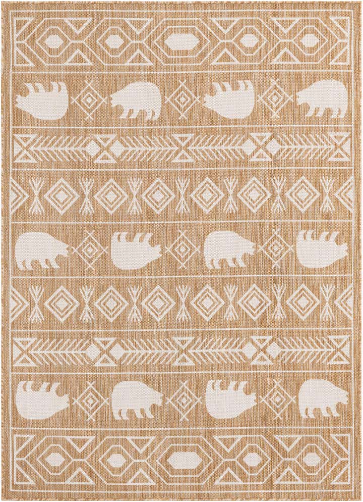 5' 3 x 7' Easy-Clean Southwestern Indoor / Outdoor Rug