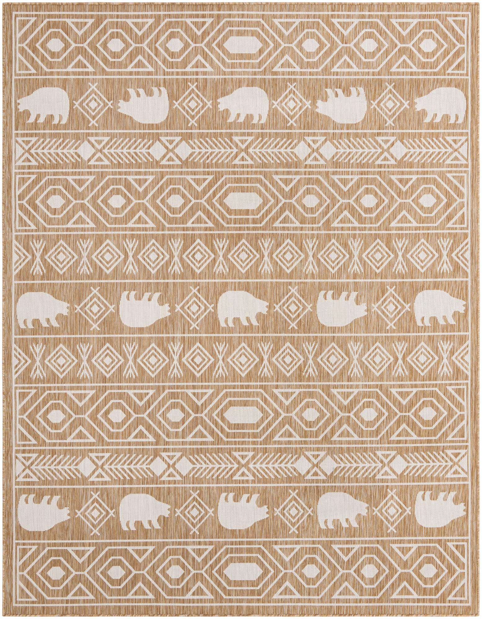 7' 10 x 10' Easy-Clean Southwestern Indoor / Outdoor Rug