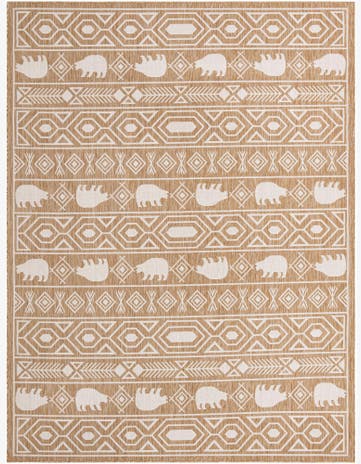 Taupe Easy-Clean Southwestern Indoor / Outdoor Rug