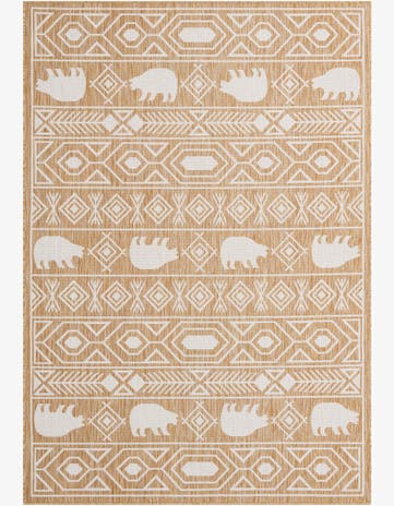 Taupe Easy-Clean Southwestern Indoor / Outdoor Rug