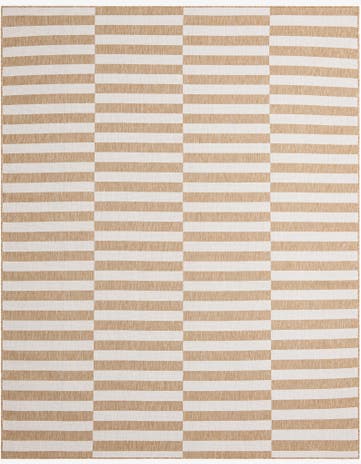 Taupe Easy-Clean Striped Indoor / Outdoor Rug