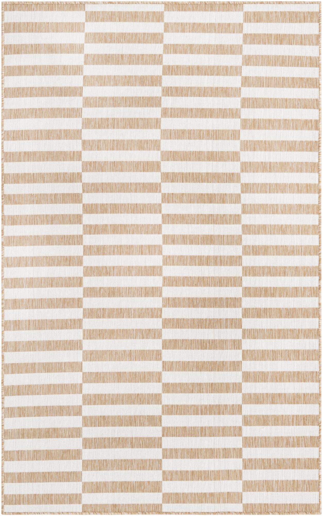 5' 3 x 8'  Washable Striped Indoor / Outdoor Rug